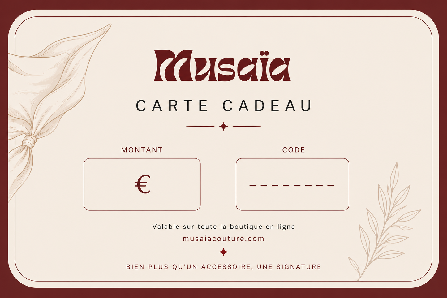 CARTE CADEAU MUSAÏA ✨